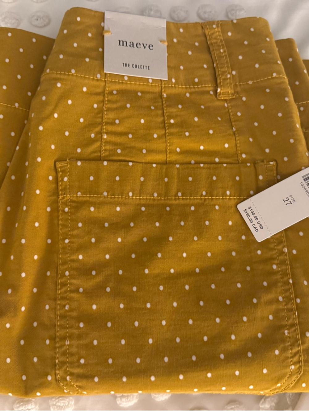 Anthropologie Maeve Colette Yellow Gold Polka Dot Wide Leg Pants - size 27 NWT